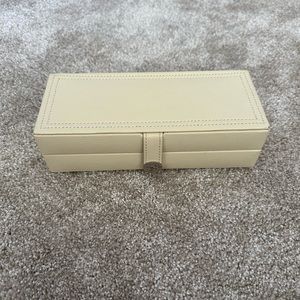 Pottery Barn Ivory Leather Travel Jewelry Box